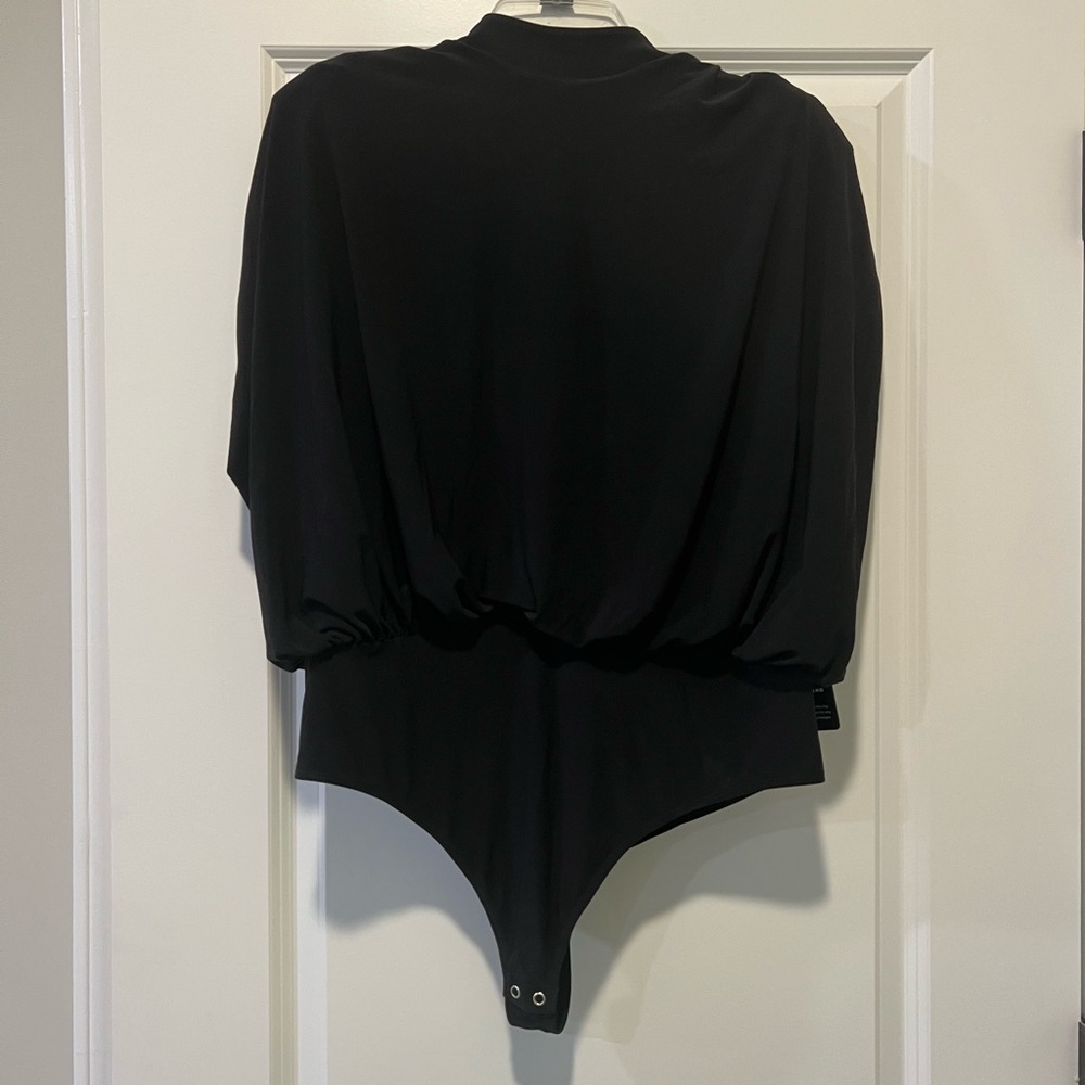 Express Black Padded Shoulder Open Back Bodysuit Women’s Size XL